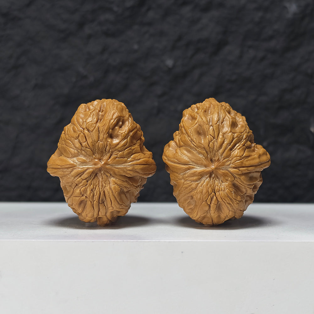 "Rolling Donkey Arch Bridge Concave Base" Lv Da Gun Gong Qiao Ao Di Collector Wenwan Walnuts Pair | 39.0mm x 45.0mm | LDG-S-002958