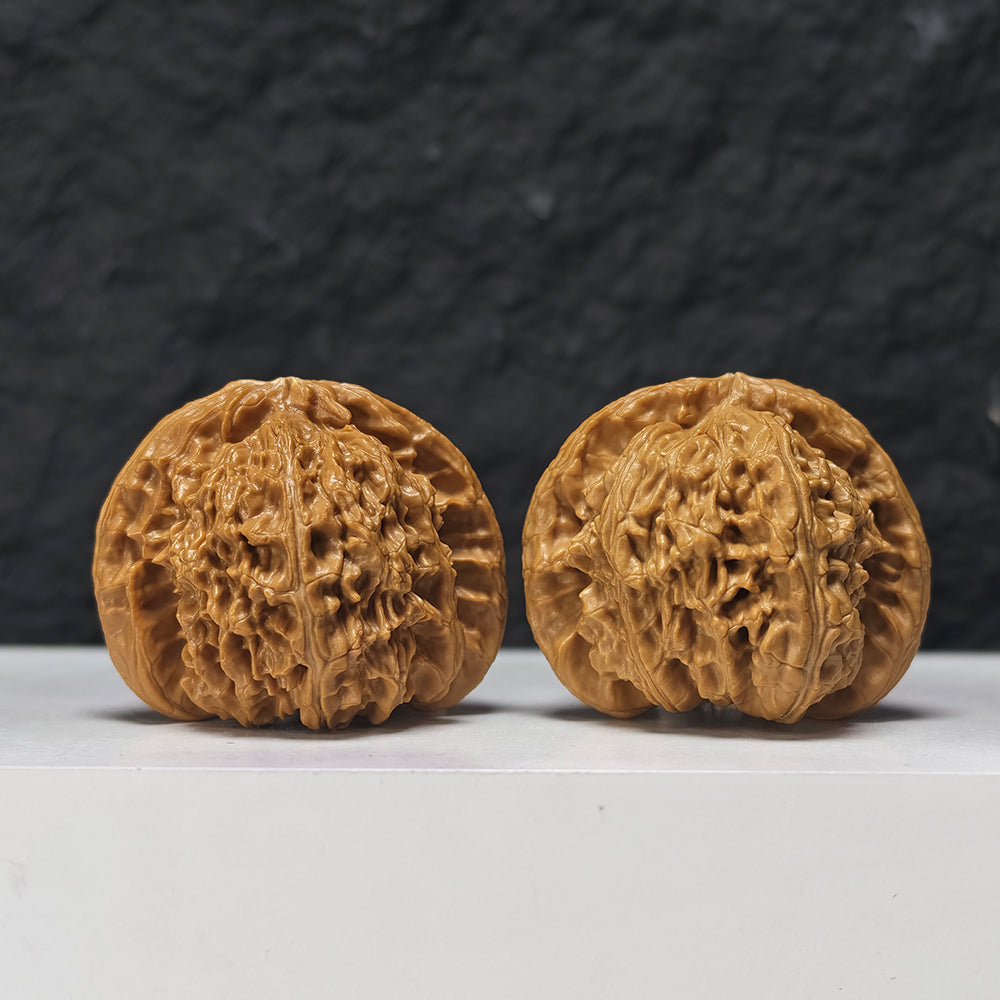 "Concave Base White Lion Head" Ao Di Bai Shi Zi Collector Wenwan Walnuts Pair | 46.0mm x 42.0mm | BSZ-SSS-003952