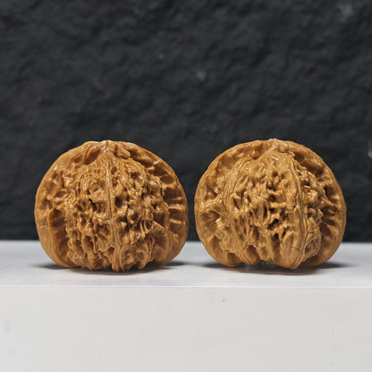 "Concave Base White Lion Head" Ao Di Bai Shi Zi Collector Wenwan Walnuts Pair | 46.0mm x 42.0mm | BSZ-SSS-003952