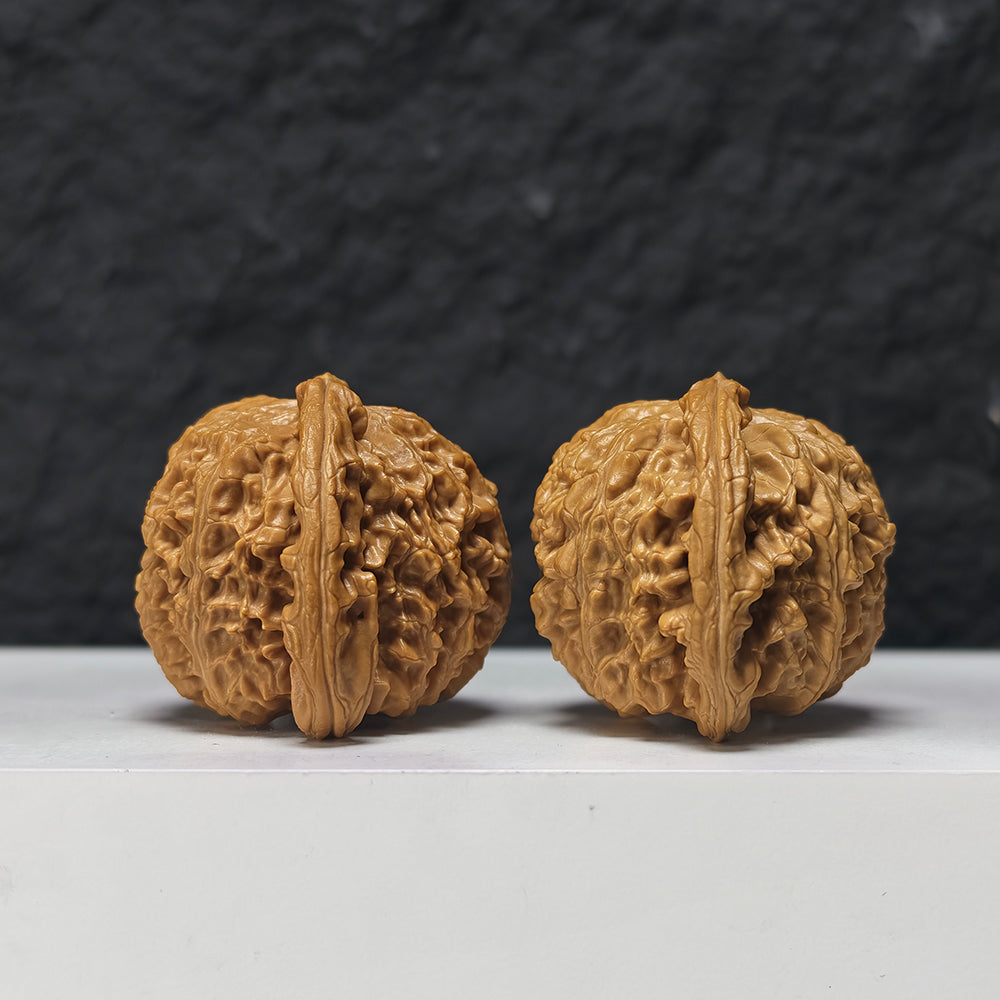 "Concave Base White Lion Head" Ao Di Bai Shi Zi Collector Wenwan Walnuts Pair | 46.0mm x 42.0mm | BSZ-SSS-003952