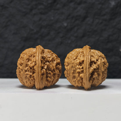 "Concave Base White Lion Head" Ao Di Bai Shi Zi Collector Wenwan Walnuts Pair | 46.0mm x 42.0mm | BSZ-SSS-003952