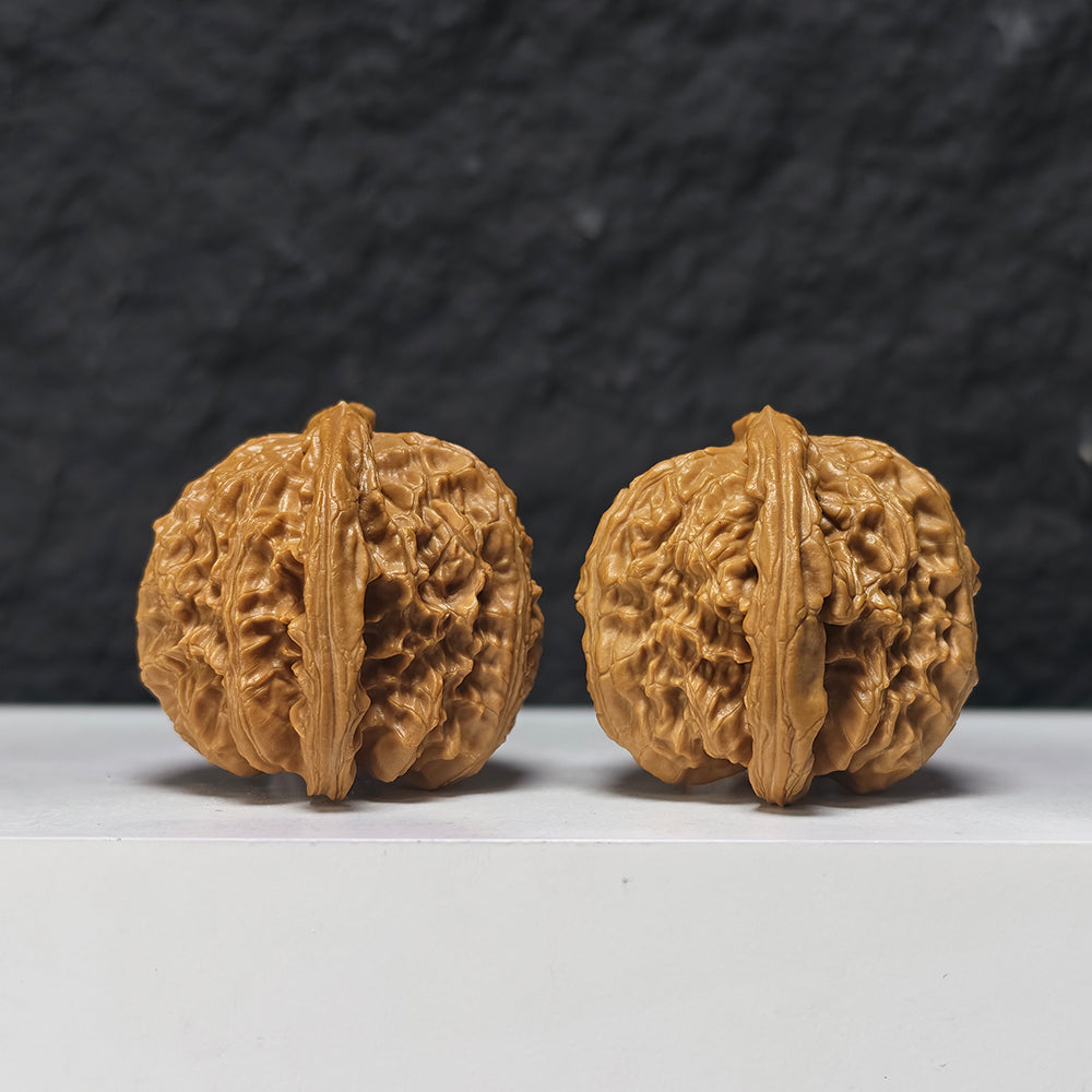 "Concave Base White Lion Head" Ao Di Bai Shi Zi Collector Wenwan Walnuts Pair | 46.0mm x 42.0mm | BSZ-SSS-003952