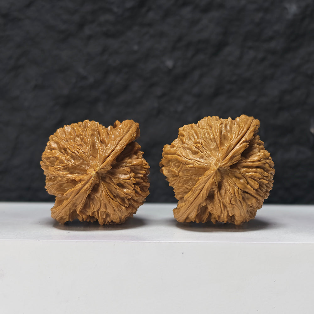 "Concave Base White Lion Head" Ao Di Bai Shi Zi Collector Wenwan Walnuts Pair | 46.0mm x 42.0mm | BSZ-SSS-003952