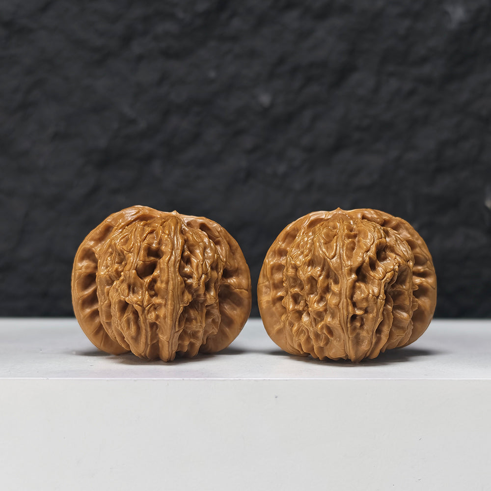 "Spherical White Lion Head" Qiu Xing Bai Shi Zi Collector Wenwan Walnuts Pair | 41.0mm x 41.0mm | BSZ-S-016949