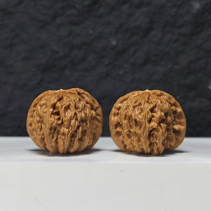 "Spherical White Lion Head" Qiu Xing Bai Shi Zi Collector Wenwan Walnuts Pair | 41.0mm x 41.0mm | BSZ-S-016949