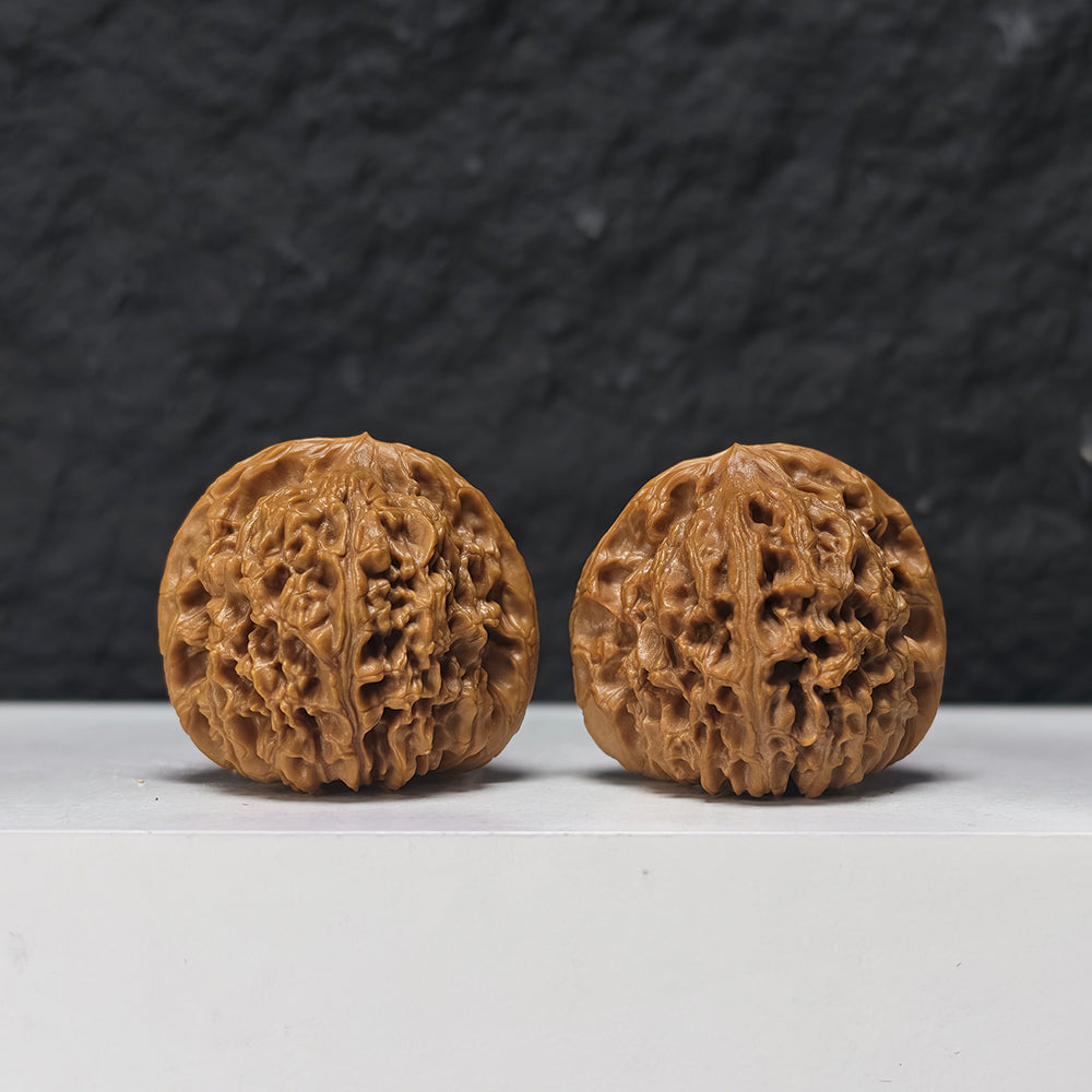 "Spherical White Lion Head" Qiu Xing Bai Shi Zi Collector Wenwan Walnuts Pair | 39.0mm x 39.0mm | BSZ-S-015945