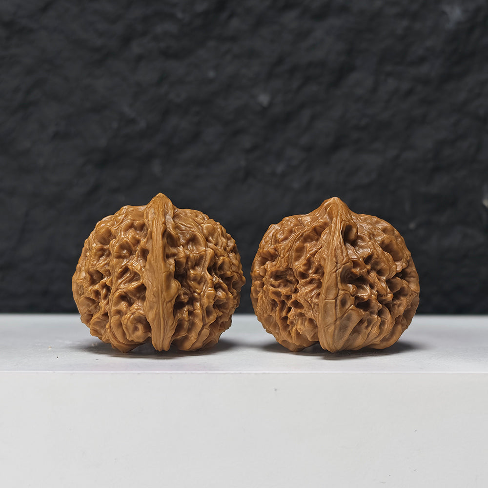 "Spherical White Lion Head" Qiu Xing Bai Shi Zi Collector Wenwan Walnuts Pair | 39.0mm x 39.0mm | BSZ-S-015945
