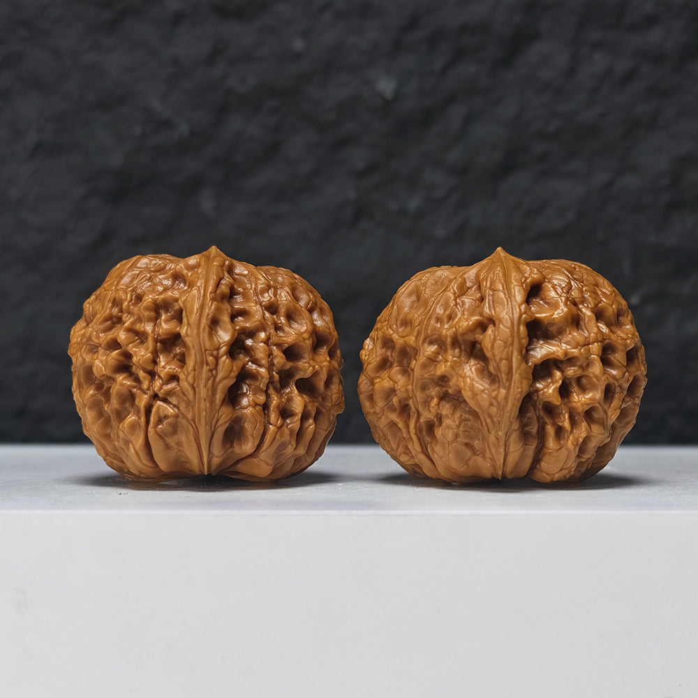 "Pocket Grand Reunion Lion Head" Xiu Zhen Da Tuan Yuan Collector Wenwan Walnuts Pair | 35.0mm x 40.0mm | SZ-S-048975
