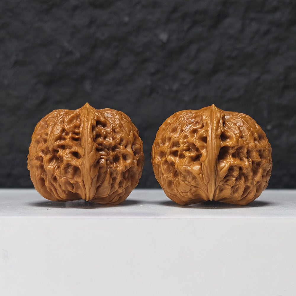 "Pocket Grand Reunion Lion Head" Xiu Zhen Da Tuan Yuan Collector Wenwan Walnuts Pair | 35.0mm x 40.0mm | SZ-S-048975