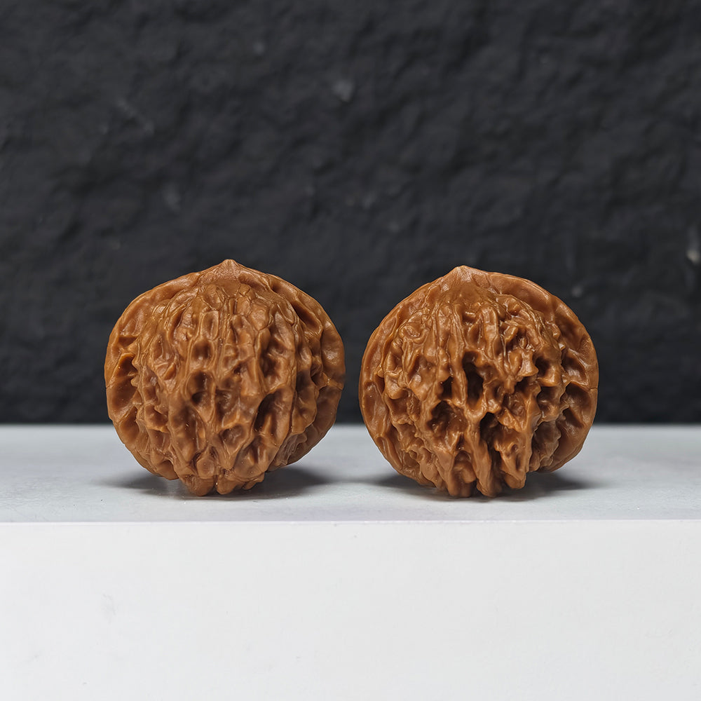 "Gold Ingot Sycee" Jin Ding Yuan Bao Collector Wenwan Walnuts Pair | 35.0mm x 35.0mm | YB-S-001970