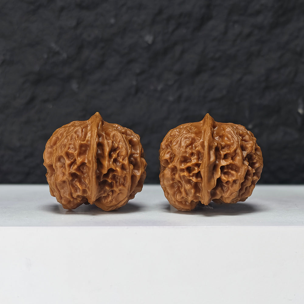 "Gold Ingot Sycee" Jin Ding Yuan Bao Collector Wenwan Walnuts Pair | 35.0mm x 35.0mm | YB-S-001970