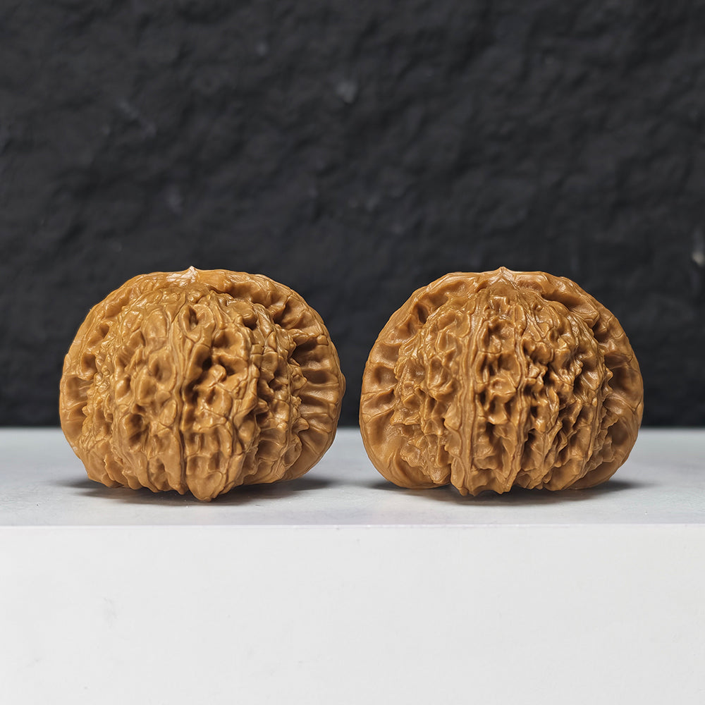 "Spherical White Lion Head" Qiu Xing Bai Shi Zi Collector Wenwan Walnuts Pair | 42.0mm x 42.0mm -> Corrected: 42.0mm x 39.0mm | BSZ-S-019980