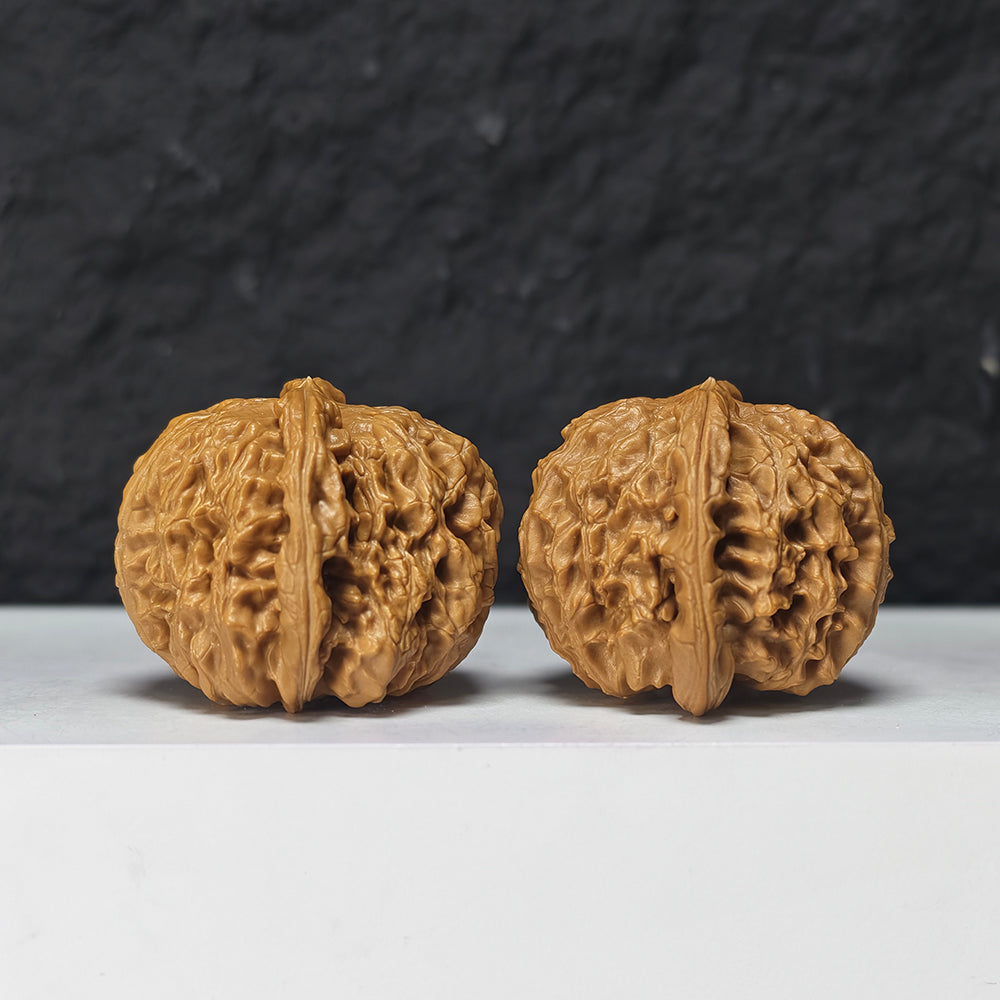 "Spherical White Lion Head" Qiu Xing Bai Shi Zi Collector Wenwan Walnuts Pair | 42.0mm x 42.0mm -> Corrected: 42.0mm x 39.0mm | BSZ-S-019980