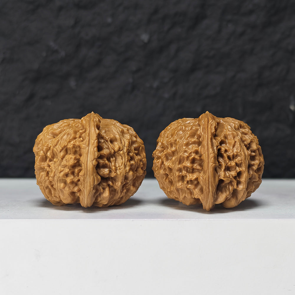 "Spherical White Lion Head" Qiu Xing Bai Shi Zi Collector Wenwan Walnuts Pair | 42.0mm x 42.0mm -> Corrected: 42.0mm x 39.0mm | BSZ-S-019980