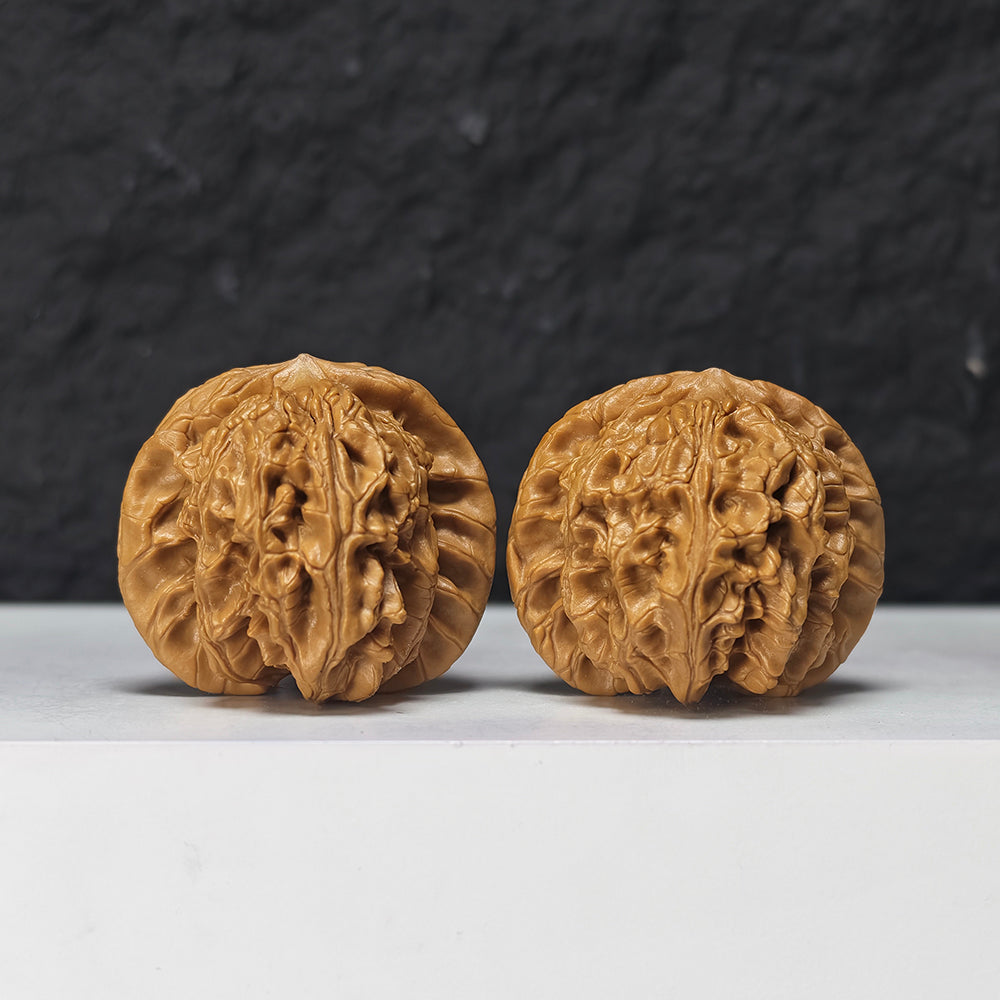 "Shui Quan Gou Scholar Hat" Shui Quan Gou Gong Zi Mao Collector Wenwan Walnuts Pair | 39.0mm x 36.0mm | GZM-S-002969