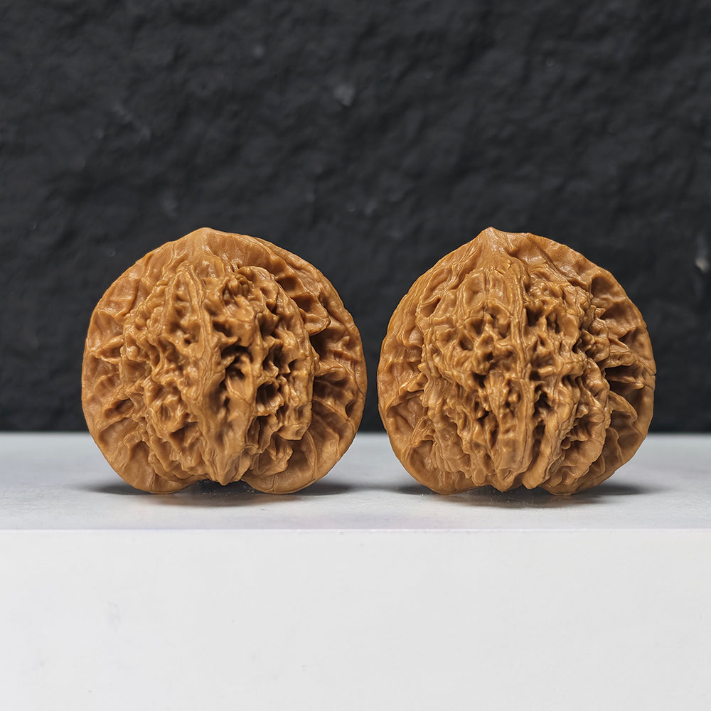 "Coiled Dragon Pattern Lion Head" Pan Long Wen Lion Head Collector Wenwan Walnuts Pair | 41.0mm x 41.0mm -> Corrected: 41.0mm x 35.0mm | SZ-S-046963