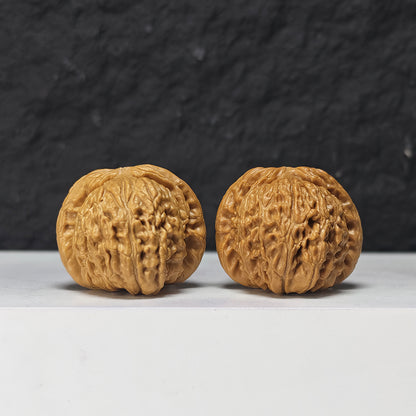 "Recessed Apex Spherical White Lion Head" Men Jian Qiu Xing Bai Shi Zi Collector Wenwan Walnuts Pair | 37.0mm x 38.0mm | BSZ-S-018961