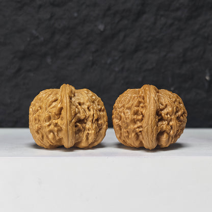 "Recessed Apex Spherical White Lion Head" Men Jian Qiu Xing Bai Shi Zi Collector Wenwan Walnuts Pair | 37.0mm x 38.0mm | BSZ-S-018961