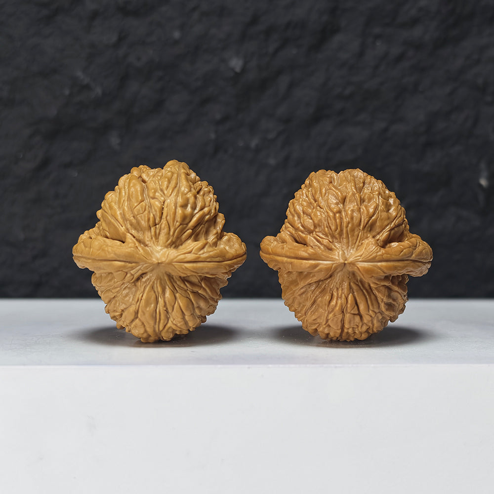 "Recessed Apex Spherical White Lion Head" Men Jian Qiu Xing Bai Shi Zi Collector Wenwan Walnuts Pair | 37.0mm x 38.0mm | BSZ-S-018961