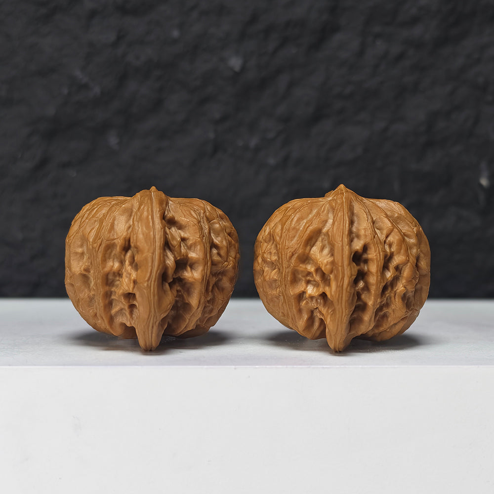 "War Drum Lion Head" Zhan Gu Collector Wenwan Walnuts Pair | 40.0mm x 37.0mm | SZ-SS-030981