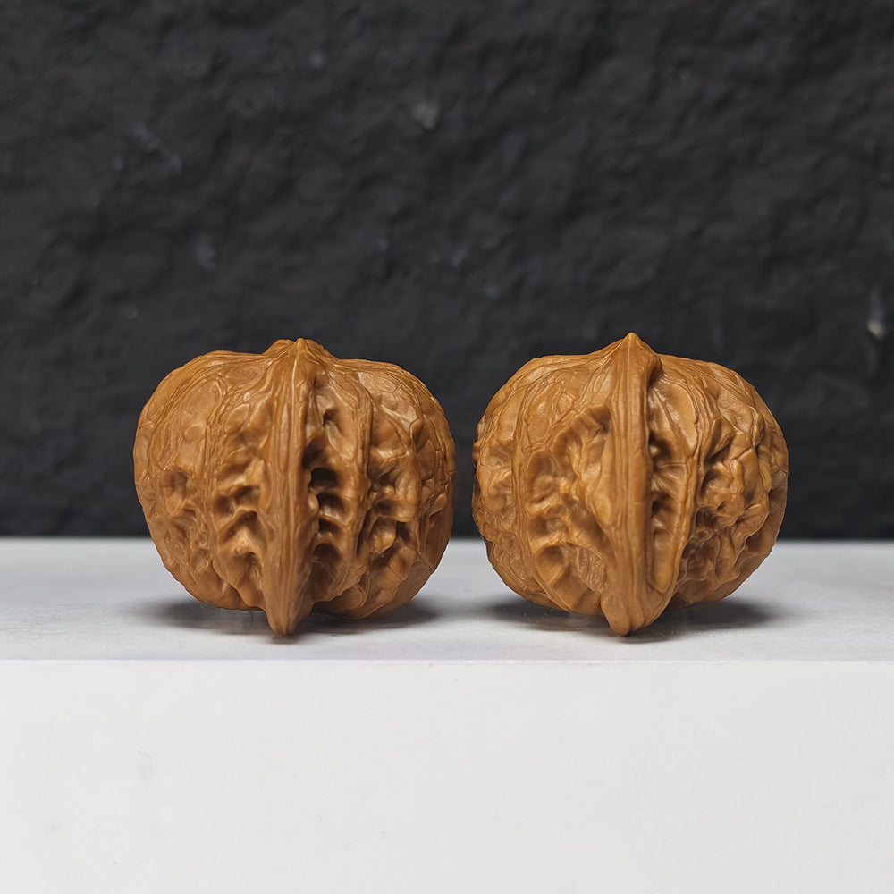 "War Drum Lion Head" Zhan Gu Collector Wenwan Walnuts Pair | 40.0mm x 37.0mm | SZ-SS-030981