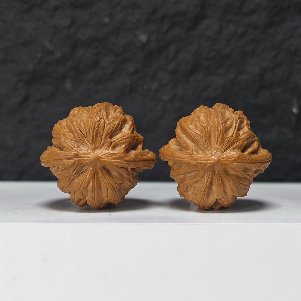 "War Drum Lion Head" Zhan Gu Collector Wenwan Walnuts Pair | 40.0mm x 37.0mm | SZ-SS-030981