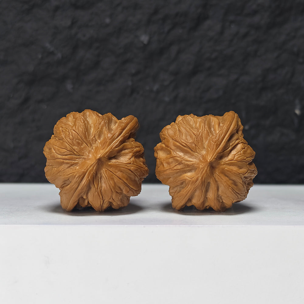 "War Drum Lion Head" Zhan Gu Collector Wenwan Walnuts Pair | 40.0mm x 37.0mm | SZ-SS-030981