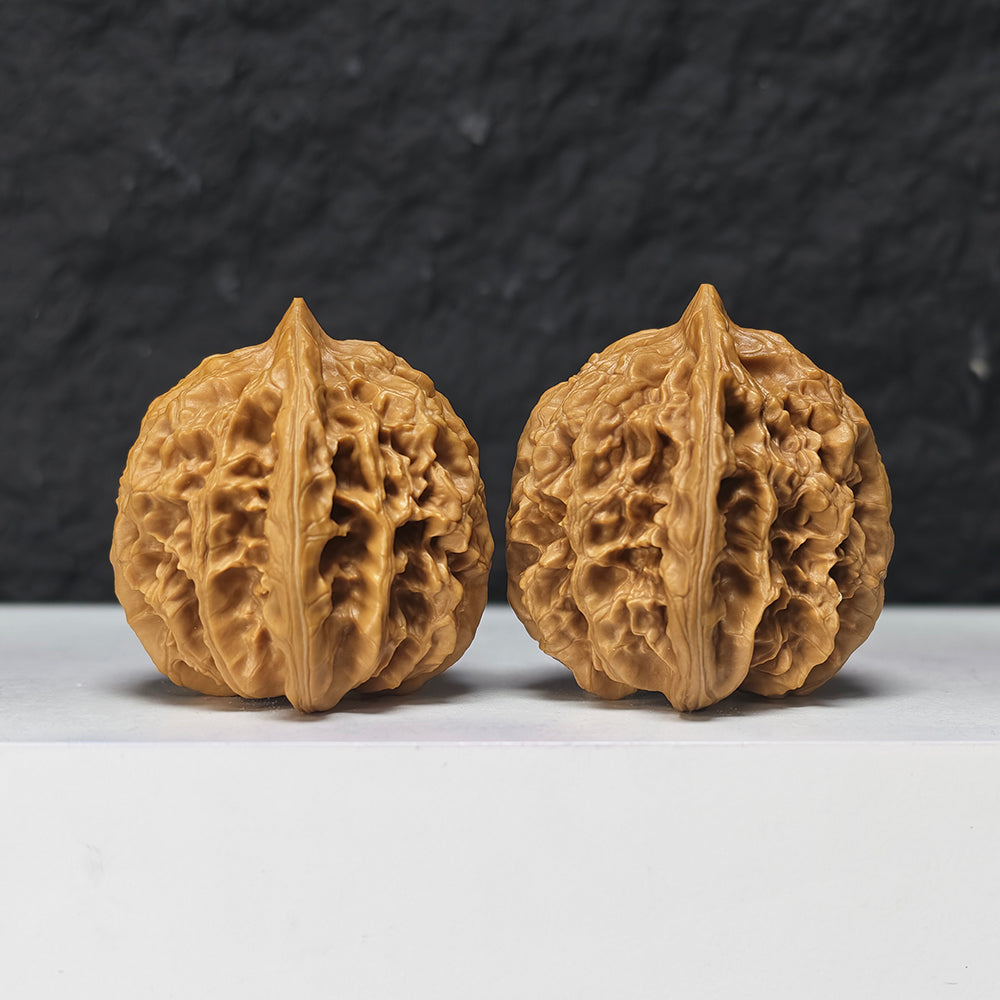 "Peach Heart Coiled Dragon Tiger Head" Tao Xin Pan Long Hu Tou HT-S-004944 Collector Wenwan Walnuts Pair | 41.0mm x 40.0mm | HT-S-004944