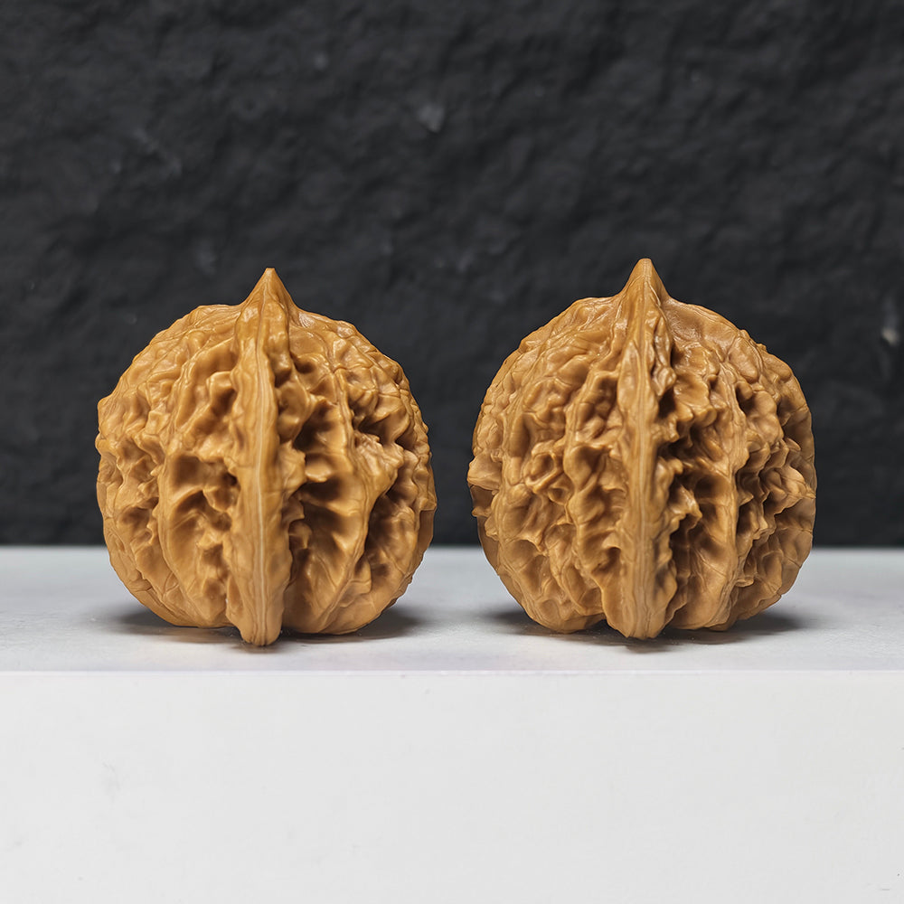 "Peach Heart Coiled Dragon Tiger Head" Tao Xin Pan Long Hu Tou HT-S-004944 Collector Wenwan Walnuts Pair | 41.0mm x 40.0mm | HT-S-004944
