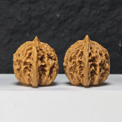 "Peach Heart Coiled Dragon Tiger Head" Tao Xin Pan Long Hu Tou HT-S-004944 Collector Wenwan Walnuts Pair | 41.0mm x 40.0mm | HT-S-004944