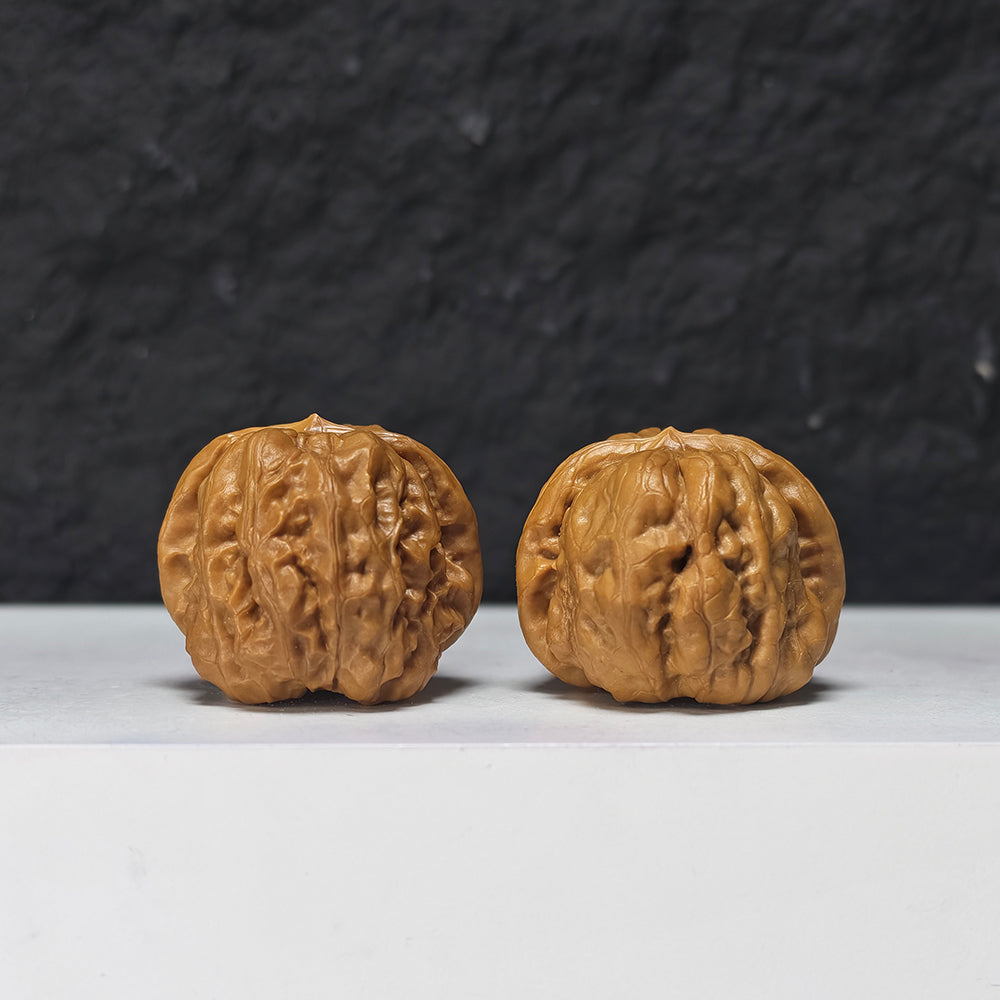 "Pocket Crystal Toad Head" Crystal Toad Head Collector Wenwan Walnuts Pair | 34.0mm x 35.0mm | HMT-S-003964