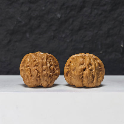 "Pocket Crystal Toad Head" Crystal Toad Head Collector Wenwan Walnuts Pair | 34.0mm x 35.0mm | HMT-S-003964