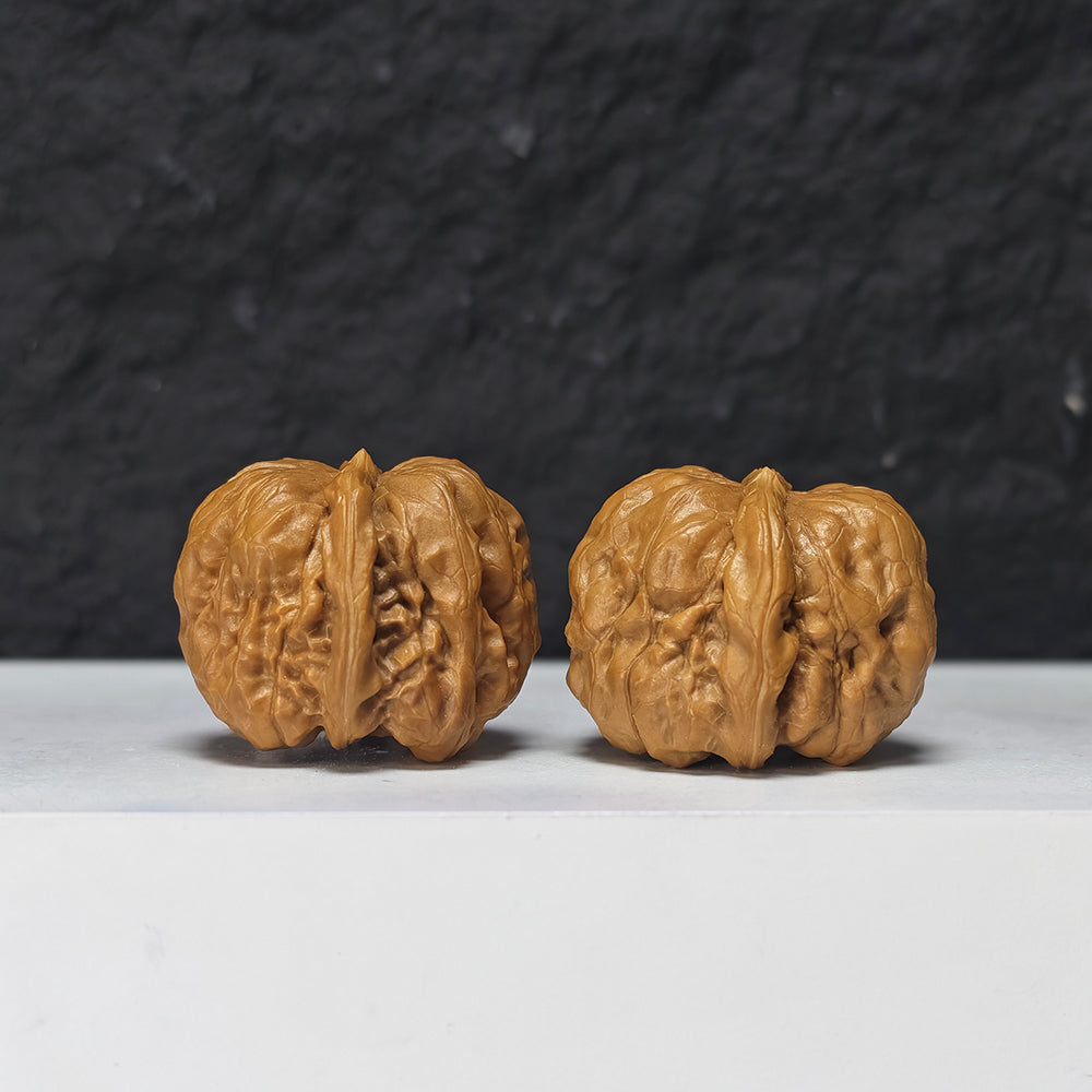 "Pocket Crystal Toad Head" Crystal Toad Head Collector Wenwan Walnuts Pair | 34.0mm x 35.0mm | HMT-S-003964