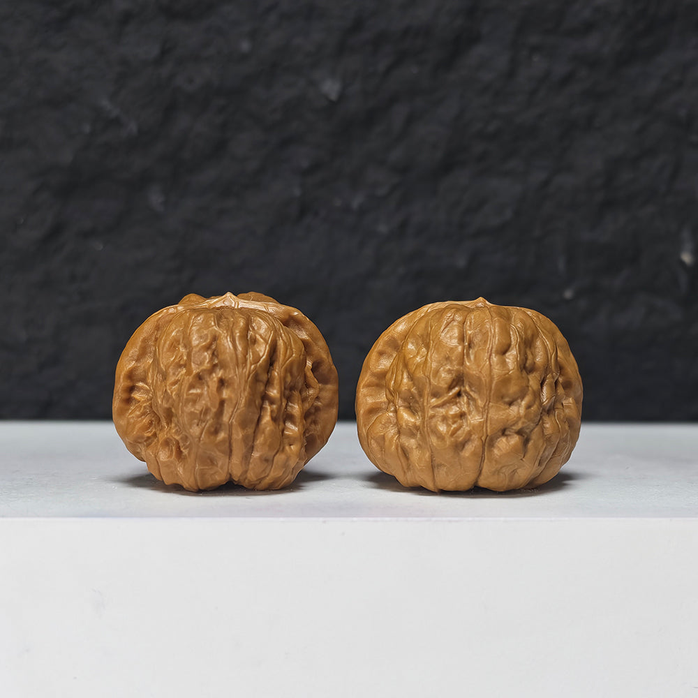 "Pocket Crystal Toad Head" Crystal Toad Head Collector Wenwan Walnuts Pair | 34.0mm x 35.0mm | HMT-S-003964