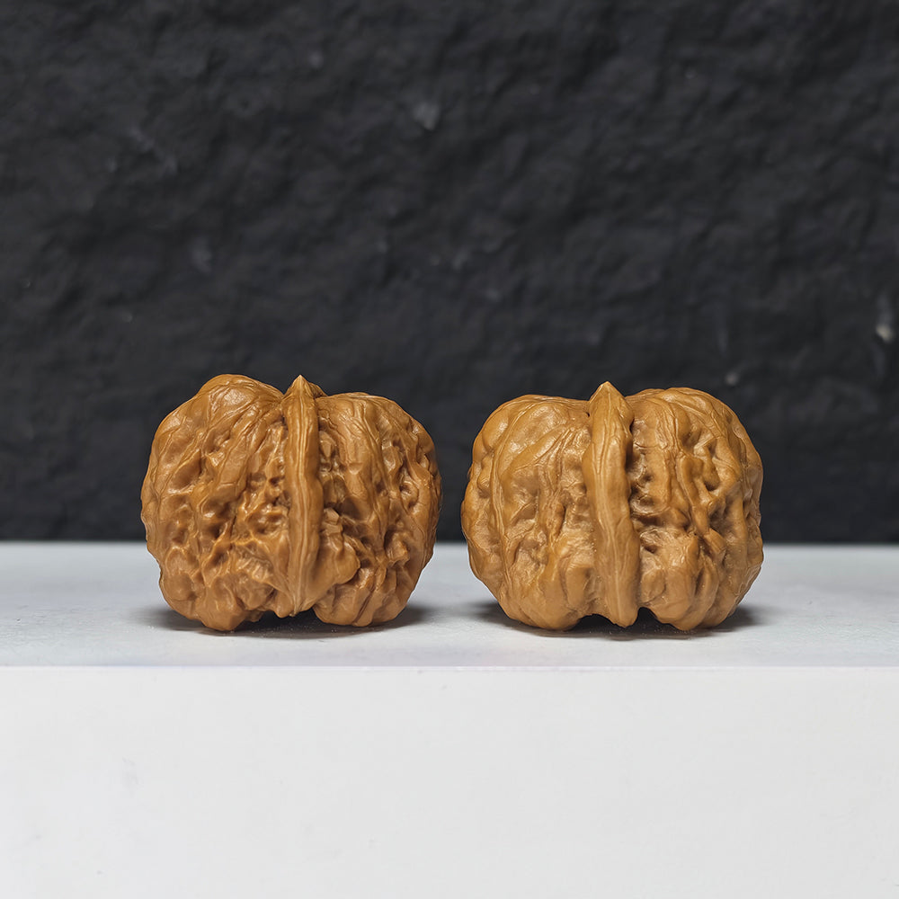 "Pocket Crystal Toad Head" Crystal Toad Head Collector Wenwan Walnuts Pair | 34.0mm x 35.0mm | HMT-S-003964