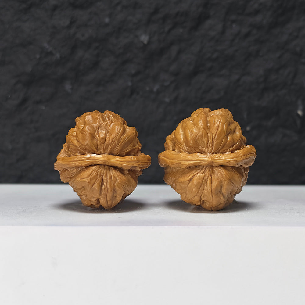 "Pocket Crystal Toad Head" Crystal Toad Head Collector Wenwan Walnuts Pair | 34.0mm x 35.0mm | HMT-S-003964