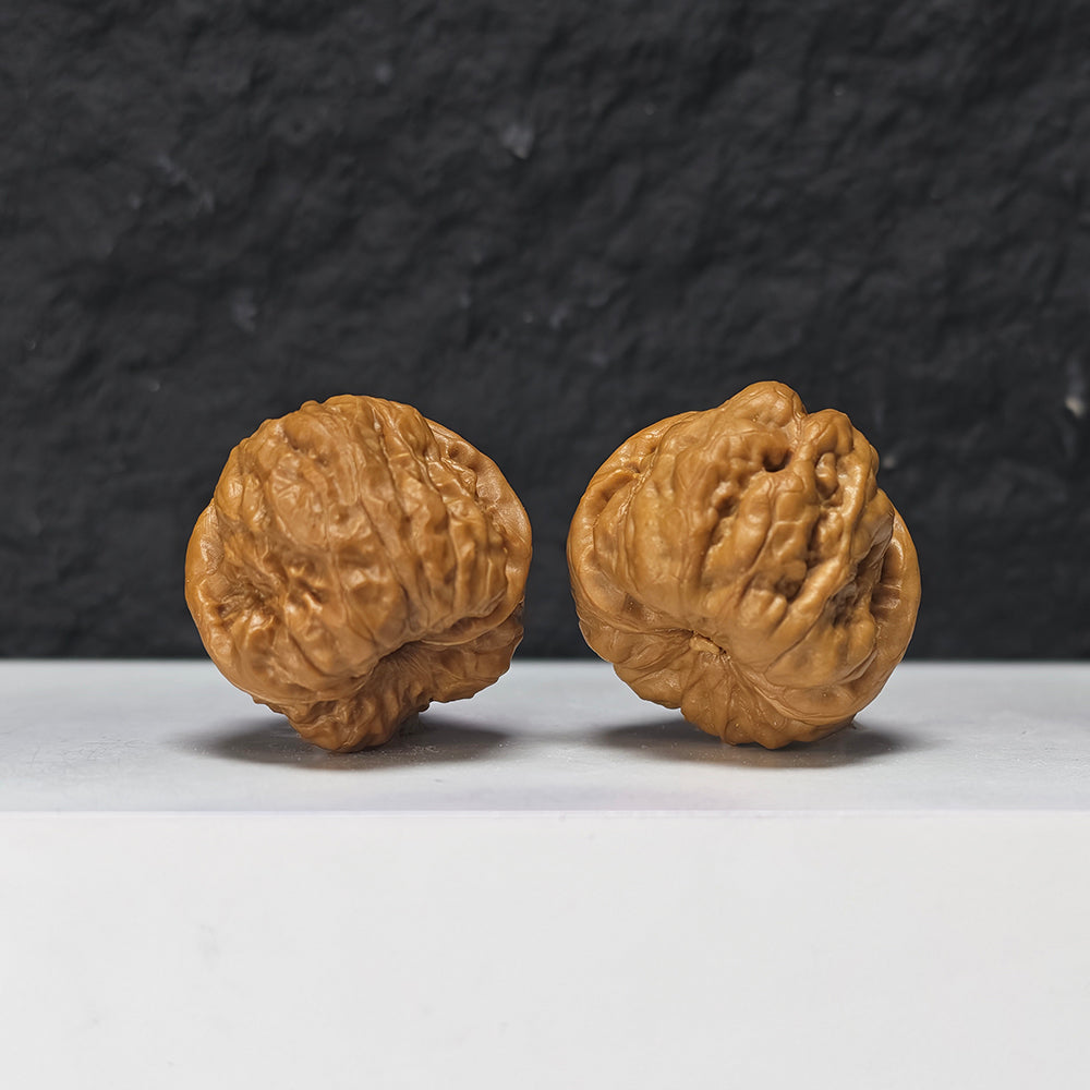 "Pocket Crystal Toad Head" Crystal Toad Head Collector Wenwan Walnuts Pair | 34.0mm x 35.0mm | HMT-S-003964