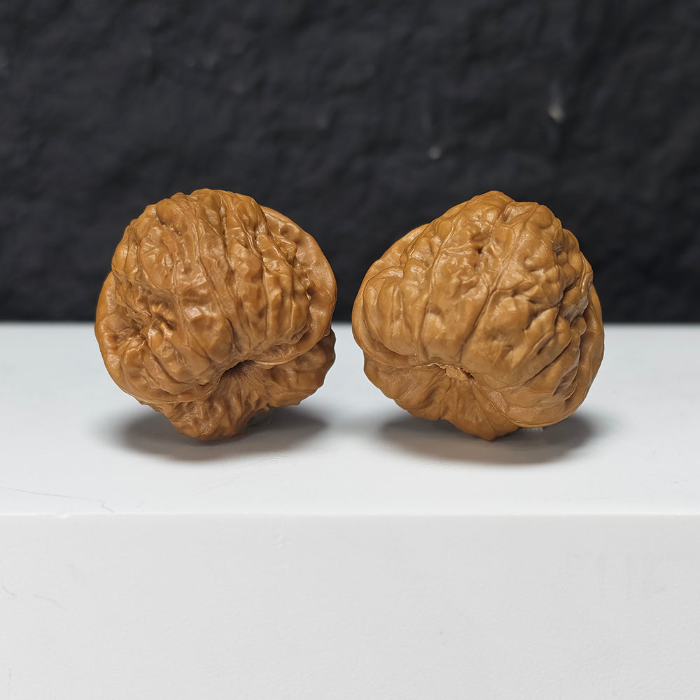 "Pocket Crystal Toad Head" Crystal Toad Head Collector Wenwan Walnuts Pair | 34.0mm x 35.0mm | HMT-S-003964