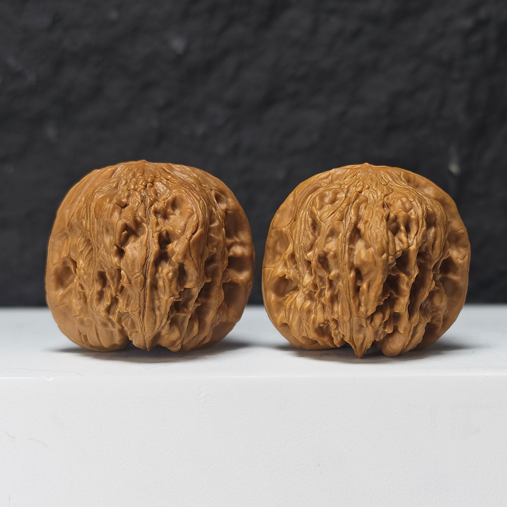 "Square Head Toad" Fang Tou Chan Collector Wenwan Walnuts Pair | 40.0mm x 40.0mm | HMT-S-004967