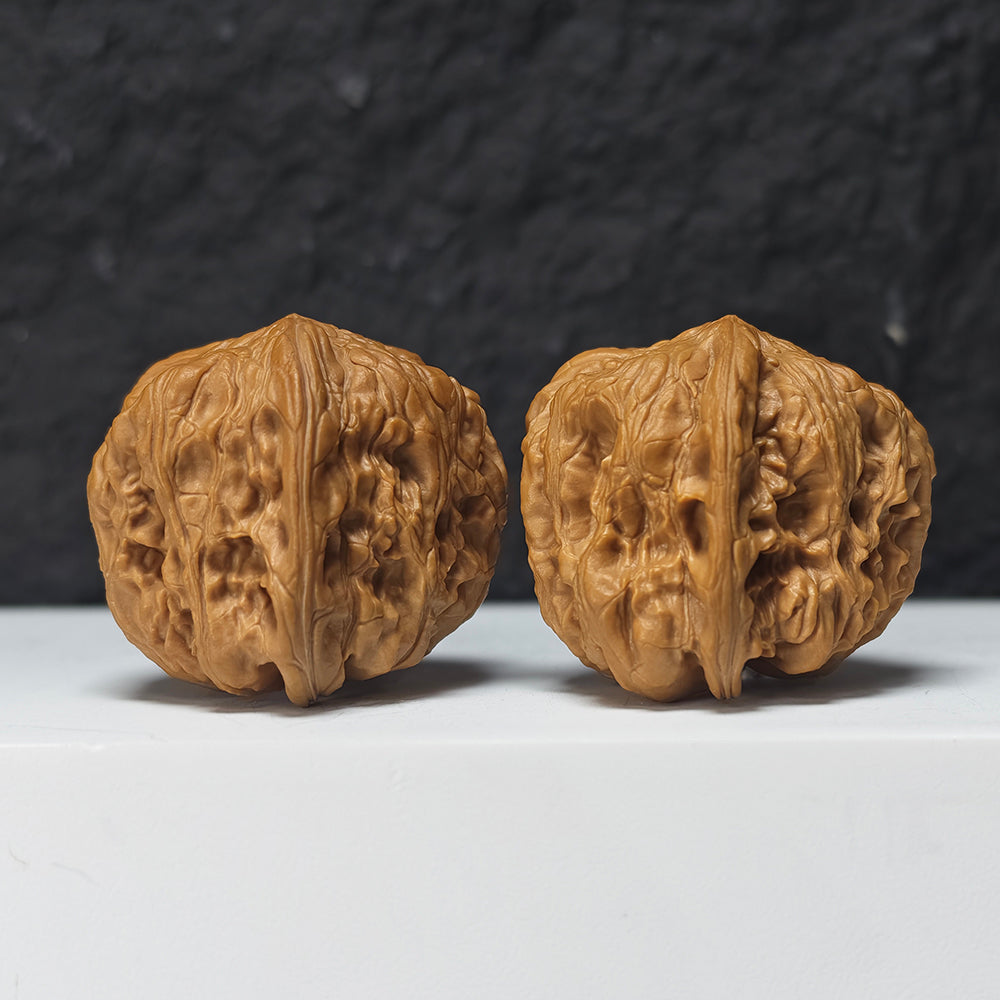 "Square Head Toad" Fang Tou Chan Collector Wenwan Walnuts Pair | 40.0mm x 40.0mm | HMT-S-004967