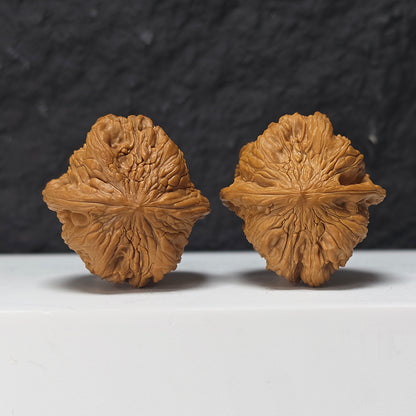 "Square Head Toad" Fang Tou Chan Collector Wenwan Walnuts Pair | 40.0mm x 40.0mm | HMT-S-004967