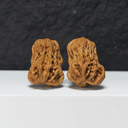 "Tiger Head Angry Bird" Hu Tou Fen Nu De Xiao Niao Collector Wenwan Walnuts Pair | 32.0mm x 36.0mm | YX-E-156860