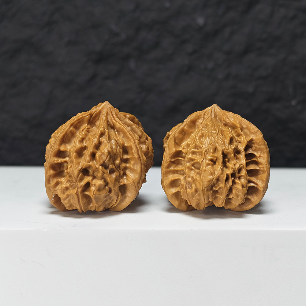 "Imperial Seal Upper Tri-Ridge" Yu Xi San Leng Shang Collector Wenwan Walnuts Pair | 38.0mm x 41.0mm | YX-E-163867