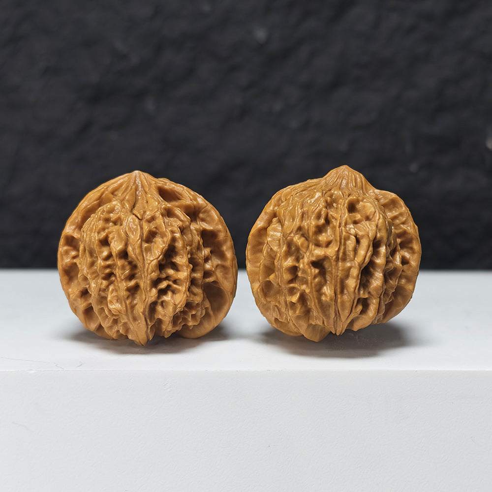 "Imperial Seal Three-Ridge Dun" Yu Xi San Leng Ding Collector Wenwan Walnuts Pair | 37.0mm x 41.0mm | YX-E-170874