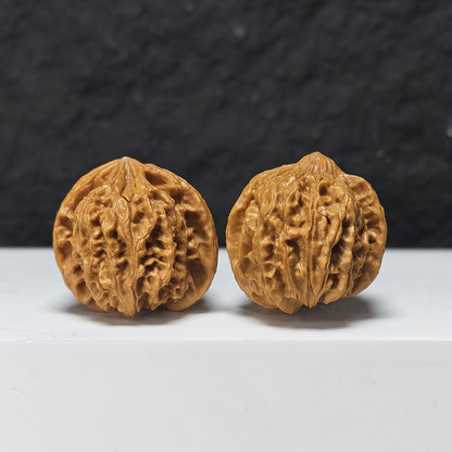 "Imperial Seal Three-Ridge Dun" Yu Xi San Leng Ding Collector Wenwan Walnuts Pair | 37.0mm x 41.0mm | YX-E-170874