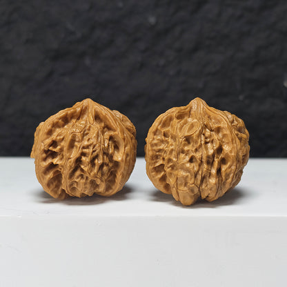 "Imperial Seal Three-Ridge Dun" Yu Xi San Leng Ding Collector Wenwan Walnuts Pair | 37.0mm x 41.0mm | YX-E-170874