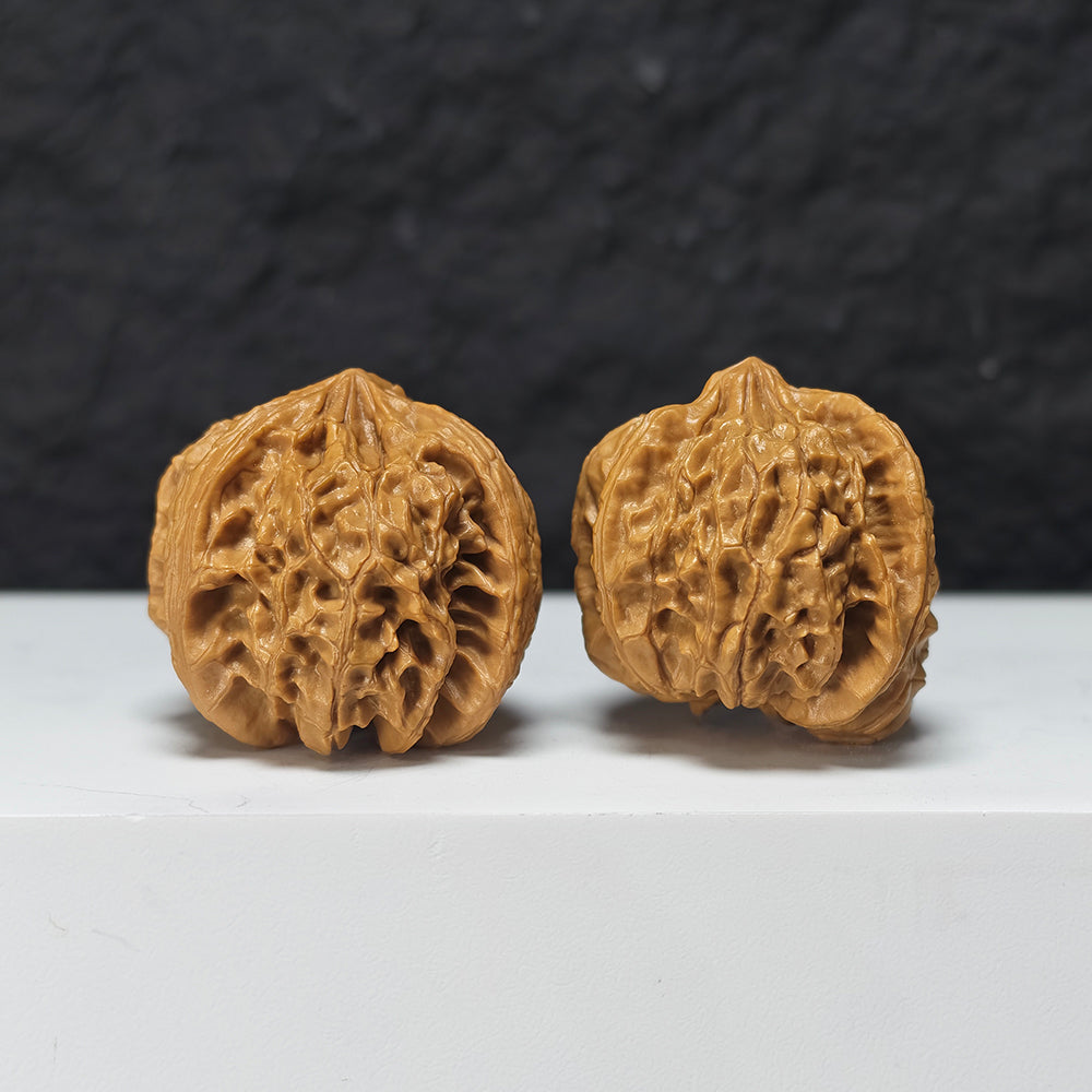 "Imperial Seal Three-Ridge Dun" Yu Xi San Leng Ding Collector Wenwan Walnuts Pair | 37.0mm x 41.0mm | YX-E-170874