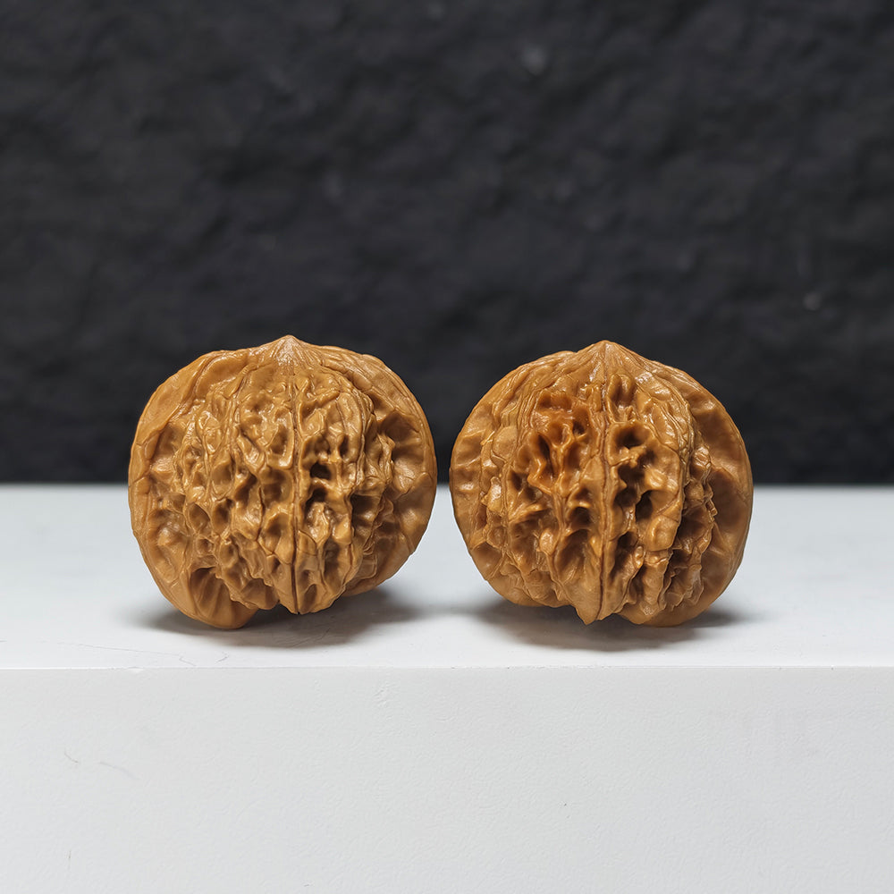 "Imperial Seal Upper Tri-Ridge" Yu Xi San Leng Shang Collector Wenwan Walnuts Pair | 35.0mm x 39.0mm | YX-E-124828