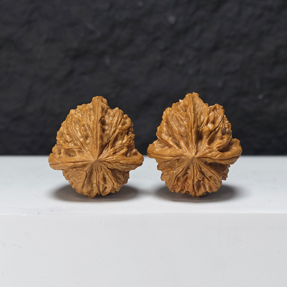 "Imperial Seal Upper Tri-Ridge" Yu Xi San Leng Shang Collector Wenwan Walnuts Pair | 35.0mm x 39.0mm | YX-E-124828