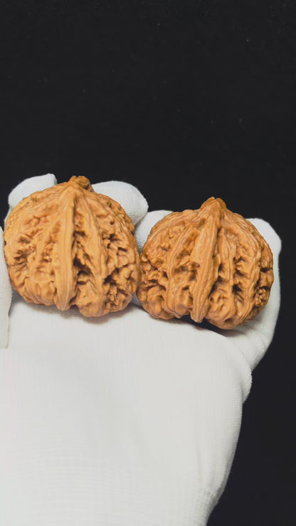 "Thick-Veined Mountain Eagle" Da Cu Jin Zuo Shan Diao YX-E-175885 Entry Select Wenwan Walnuts Pair | 45.0mm x 46.0mm | YX-E-175885